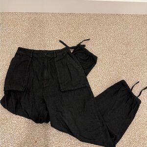 Black Cargo Pants with Drawstring